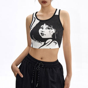 VILZSTUDIOS Ribbed top with print design for streetwear fashion