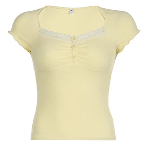 VILZSTUDIOS Chic ribbed lace baby tee from VILZSTUDIOS