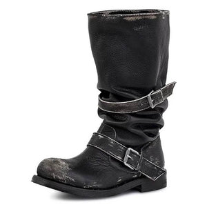 VILZSTUDIOS Chic slouch mid-calf buckle boots for trendy footwear