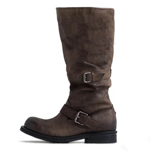 VILZSTUDIOS Chic slouch mid-calf buckle boots for trendy footwear