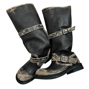 VILZSTUDIOS Chic slouch mid-calf buckle boots for trendy footwear