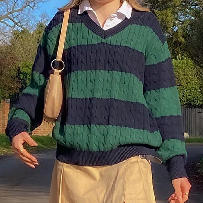 VILZSTUDIOS Stylish striped knit jumper for casual wear