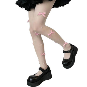 VILZSTUDIOS Stylish coquette aesthetic velvet bow tights