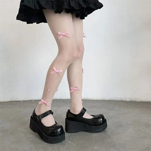 VILZSTUDIOS Stylish coquette aesthetic velvet bow tights