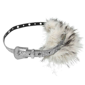 VILZSTUDIOS Stylish oversized fur belt in black, white, and brown