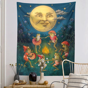 VILZSTUDIOS Chill celestial wall tapestry with moon and mushroom design