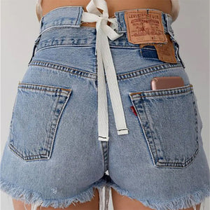 VILZSTUDIOS Chill Vibes Bow Tie Denim Shorts product image