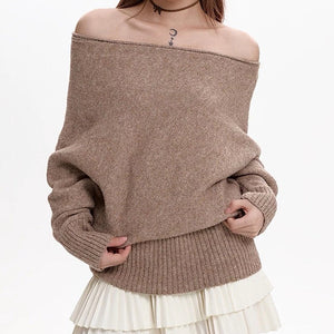 VILZSTUDIOS Fashionable off-shoulder loose sweater for casual wear