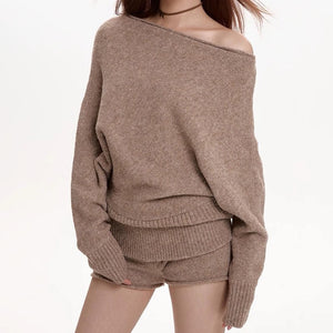 VILZSTUDIOS Fashionable off-shoulder loose sweater for casual wear