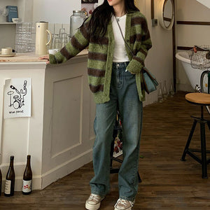 VILZSTUDIOS Chill Vibes Striped Cardigan for relaxed autumn style