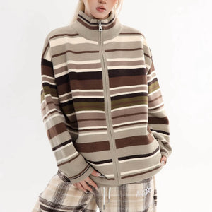 VILZSTUDIOS Striped zip up jacket for casual wear
