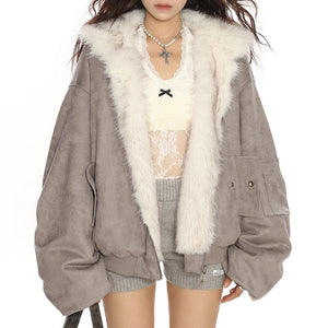 VILZSTUDIOS Reversible plush zip jacket by VILZSTUDIOS