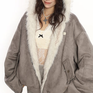 VILZSTUDIOS Reversible plush zip jacket by VILZSTUDIOS