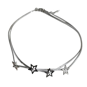 VILZSTUDIOS Layered choker necklace with silver-tone chains and pendants