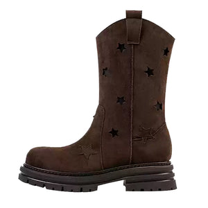 VILZSTUDIOS Stylish cowboy boots with star cut-outs and chunky sole
