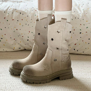 VILZSTUDIOS Stylish cowboy boots with star cut-outs and chunky sole