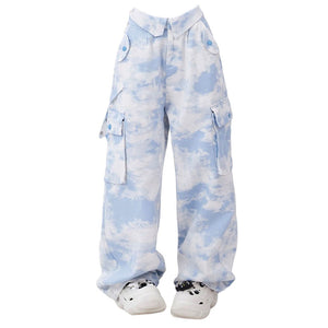 VILZSTUDIOS Oversized cargo pants with tie dye pattern