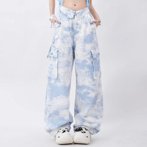 VILZSTUDIOS Oversized cargo pants with tie dye pattern