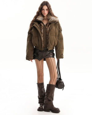 VILZSTUDIOS Stylish puffer jacket with faux fur trim