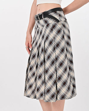 VILZSTUDIOS Stylish plaid pleated skirt for modern fashion