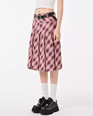 VILZSTUDIOS Stylish plaid pleated skirt for modern fashion