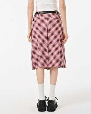 VILZSTUDIOS Stylish plaid pleated skirt for modern fashion
