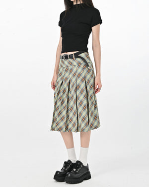 VILZSTUDIOS Stylish plaid pleated skirt for modern fashion