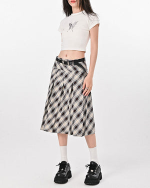 VILZSTUDIOS Stylish plaid pleated skirt for modern fashion