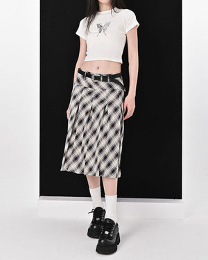 VILZSTUDIOS Stylish plaid pleated skirt for modern fashion