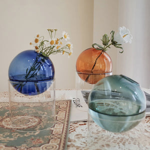 VILZSTUDIOS Contemporary spherical glass vase for home decor