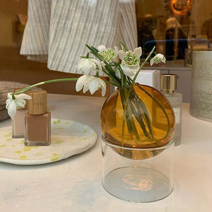 VILZSTUDIOS Contemporary spherical glass vase for home decor