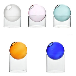 VILZSTUDIOS Contemporary spherical glass vase for home decor