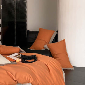 VILZSTUDIOS two-tone bedding set with wide contrasting borders and matching flat sheet