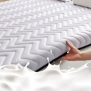 VILZSTUDIOS light gray, white or sky blue quilted mattress pad with contrasting dark piping
