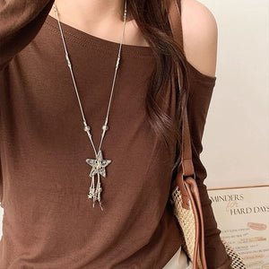 VILZSTUDIOS Silver star charm necklace with dangling charms