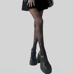 VILZSTUDIOS Rhinestone star patterned sheer tights