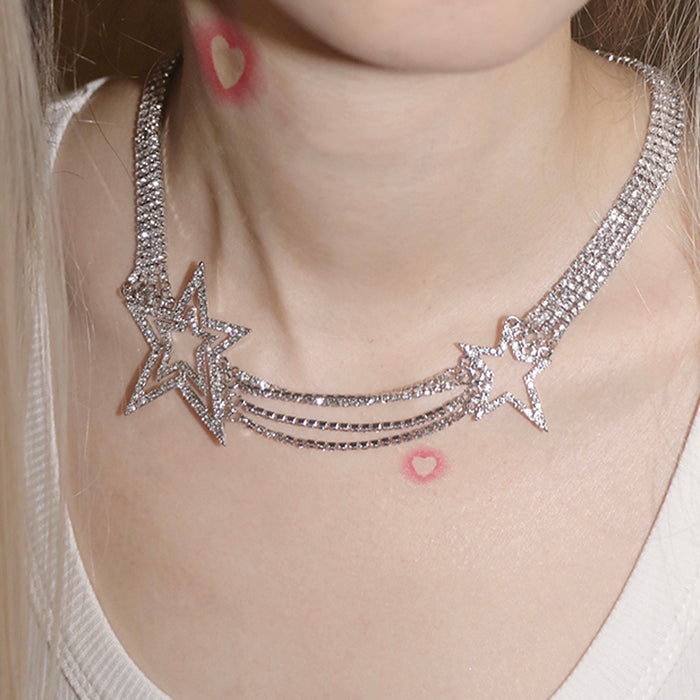 VILZSTUDIOS Layered crystal star necklace featuring rhinestones