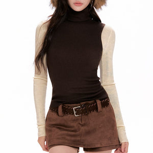 VILZSTUDIOS Stylish brown knit top for streetwear fashion