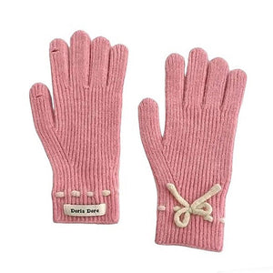 VILZSTUDIOS Cozy knit gloves with a bow design