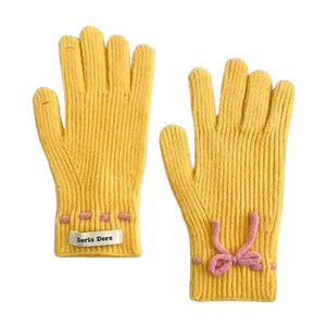 VILZSTUDIOS Cozy knit gloves with a bow design