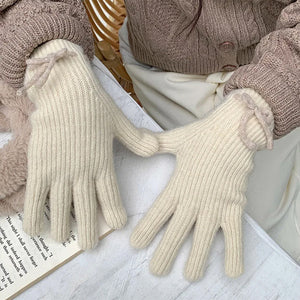 VILZSTUDIOS Cozy knit gloves with a bow design