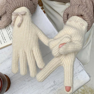 VILZSTUDIOS Cozy knit gloves with a bow design
