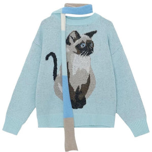 VILZSTUDIOS Cozy oversized jumper with cat graphic