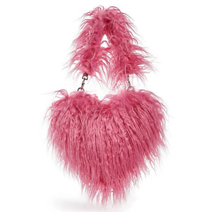 VILZSTUDIOS Fuzzy heart shaped bag for trendy fashion