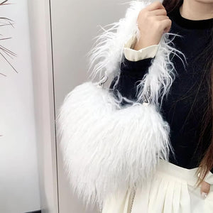 VILZSTUDIOS Fuzzy heart shaped bag for trendy fashion