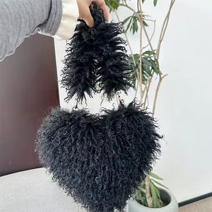 VILZSTUDIOS Fuzzy heart shaped bag for trendy fashion