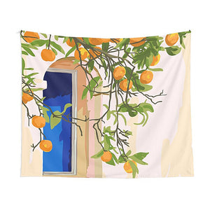 VILZSTUDIOS Mediterranean house wall tapestry with orange tree design