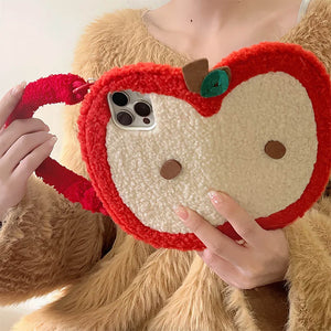 VILZSTUDIOS Cozy plush apple phone case with sherpa texture