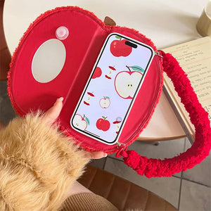 VILZSTUDIOS Cozy plush apple phone case with sherpa texture