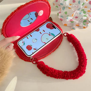 VILZSTUDIOS Cozy plush apple phone case with sherpa texture